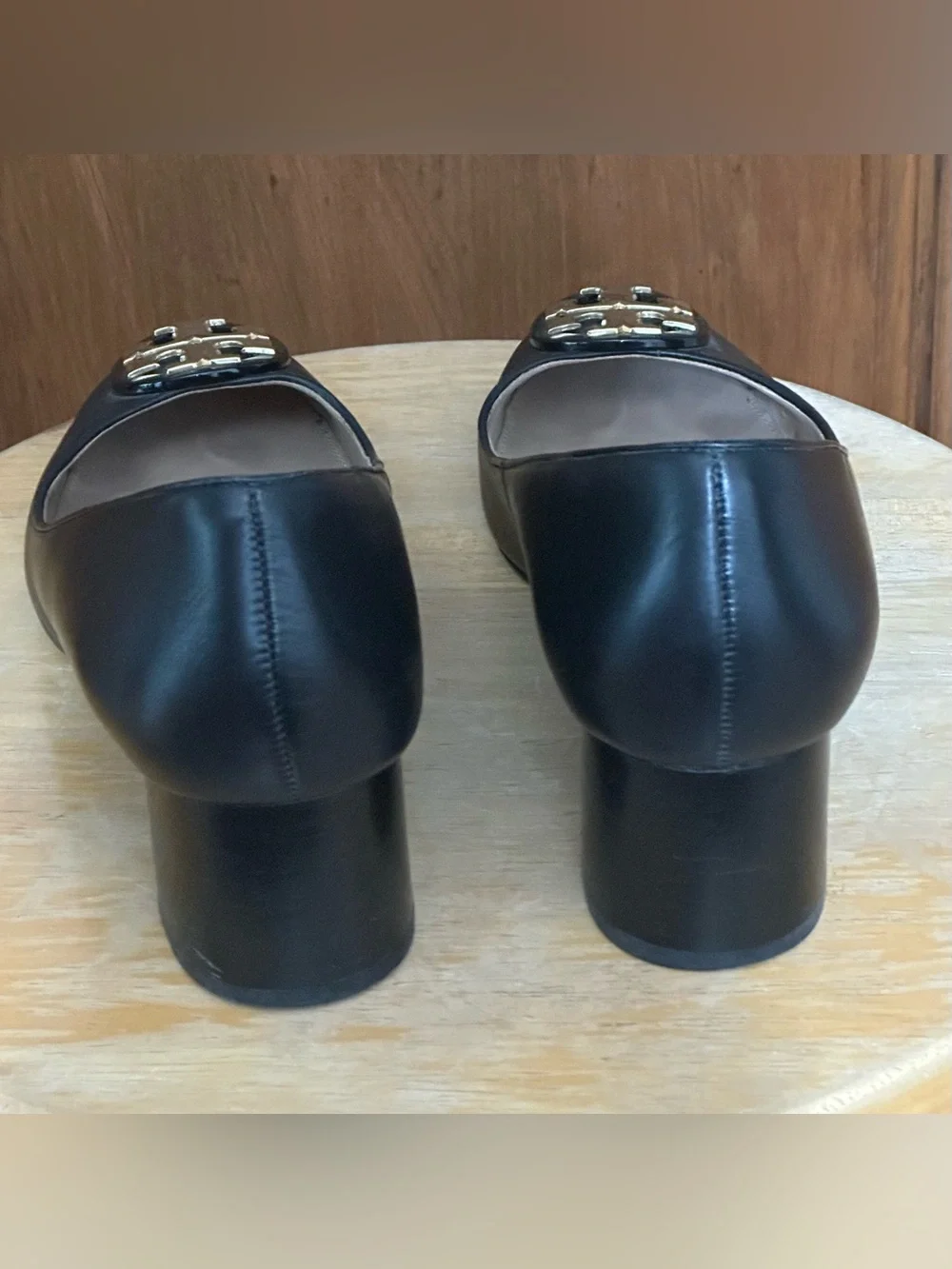 Tory Burch Black Leather 2” Block Heel Pumps 7